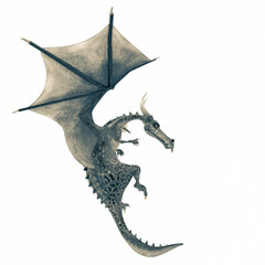 Fototapeta premium green dragon cartoon in a white background