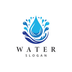 Drop Water logo design with splash illustration