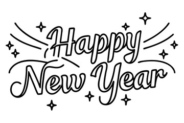 2025 New Year Joy - White Background art vector illustration