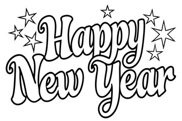 2025 New Year Joy - White Background art vector illustration