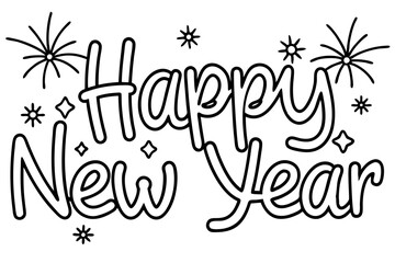 2025 New Year Joy - White Background art vector illustration