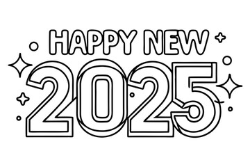 Fototapeta premium 2025 New Year Joy - White Background art vector illustration