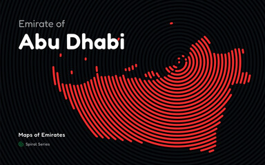 Abstract Map of Emirate of Abu Dhabi in a Circle Spiral Pattern. Maps of Emirates UAE