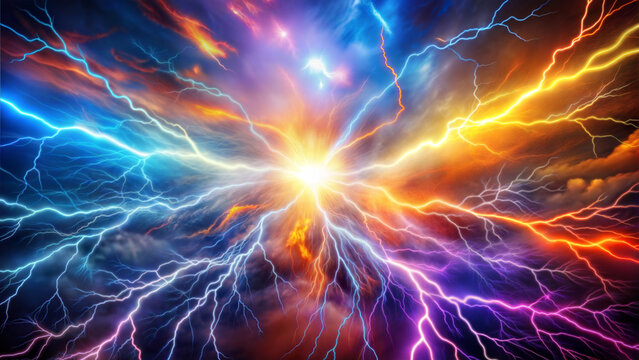 Surreal Abstract Lightning with Electric Vibrant and Dynamic Energy, abstract background with fire