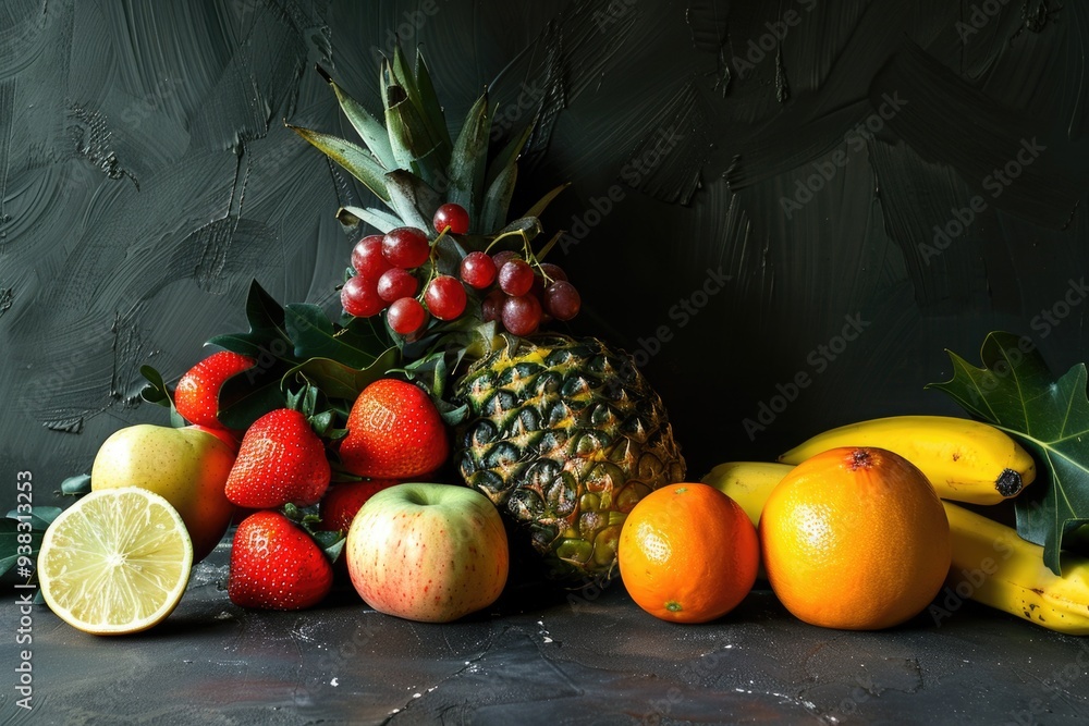 Wall mural A variety of colorful fruits arranged on a table