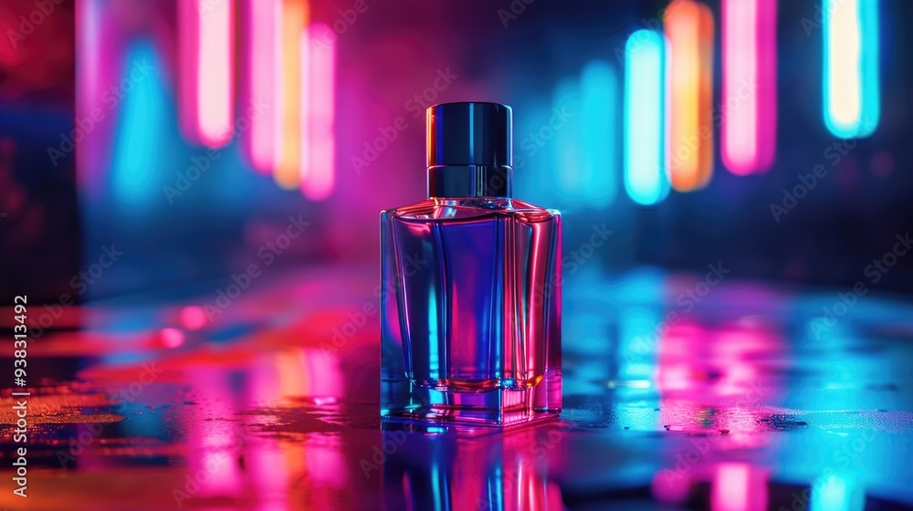 Poster a bottle of perfume sits on a table
