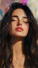 Fototapeta premium woman's face with dynamic paint, Abstract, portrait, female, colorful splashes, vibrant, creative, digital art, wallpaper, surreal, artistic expression