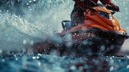 Fototapeta premium Person enjoying water sports on a jet ski