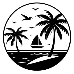 silhouette of a tropical island