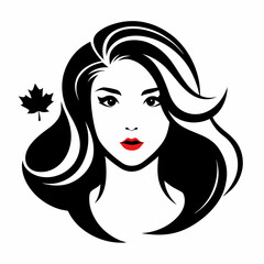Canadian Beauty Profile with Black Logo on White Background art vector illustration