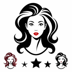 Canadian Beauty Profile with Black Logo on White Background art vector illustration