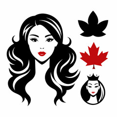 Canadian Beauty Profile with Black Logo on White Background art vector illustration