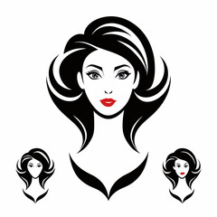 Canadian Beauty Profile with Black Logo on White Background art vector illustration