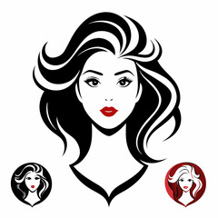 Canadian Beauty Profile with Black Logo on White Background art vector illustration