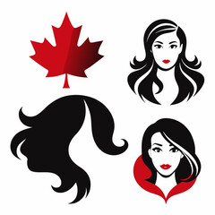 Canadian Beauty Profile with Black Logo on White Background art vector illustration