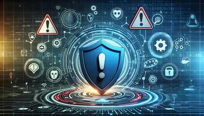 2D vector as Cybersecurity incident response icon with a shield and exclamation mark concept as Vector illustration of a cybersecurity incident response icon with a shield and exclamation mark highlig