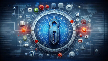 Obraz premium 2D vector as Password protection icon with a key concept as Vector illustration of a password protection icon with a key highlighting the importance of strong passwords in maintaining cyber security. 