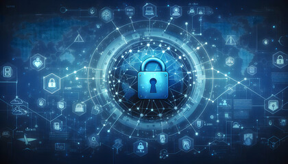 2D vector as Secure network icon with interconnected nodes concept as Vector illustration of a secure network icon with interconnected nodes representing the importance of network security in protecti