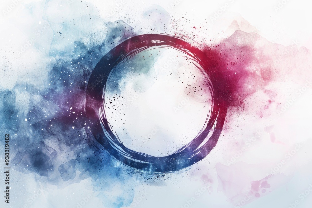 Poster a blue and red circle on a simple white background
