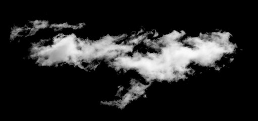 Obraz premium A white cloud on a black isolated background for overlaying on an image in blending mode