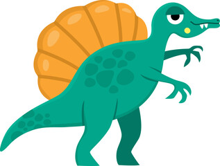 Vector spinosaurus icon. Cute dinosaur illustration for kids. Funny dino clipart for children isolated on white background. Cartoon prehistoric animal