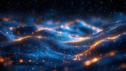 Fototapeta premium magical starry night sky twinkling blue bokeh lights festive atmosphere dreamy celestial backdrop holiday wonder