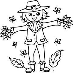 Autumn Scarecrow Coloring Page
