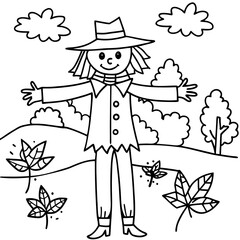 Autumn Scarecrow Coloring Page