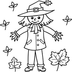 Autumn Scarecrow Coloring Page