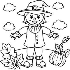 Autumn Scarecrow Coloring Page