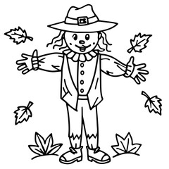 Autumn Scarecrow Coloring Page