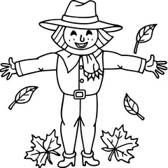 Autumn Scarecrow Coloring Page