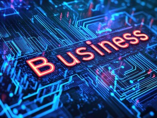 Business on Circuit Board. Technology