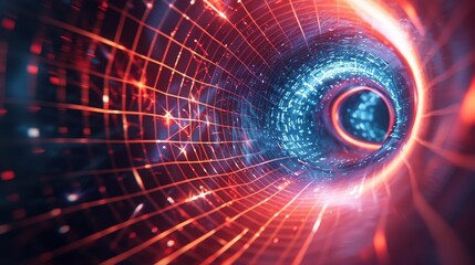 Obraz premium massive black hole or wormhole. curved spacetime