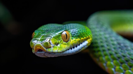 Fototapeta premium Close up view of a green snake