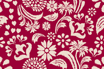 Motifs Ikat floral paisley embroidery background.geometric ethnic oriental pattern traditional.Aztec-style abstract. design for texture, fabric, clothing, wrapping, decoration