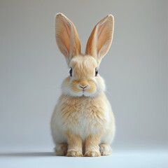 Obraz premium one little rabbit with long ears on light background, bunny