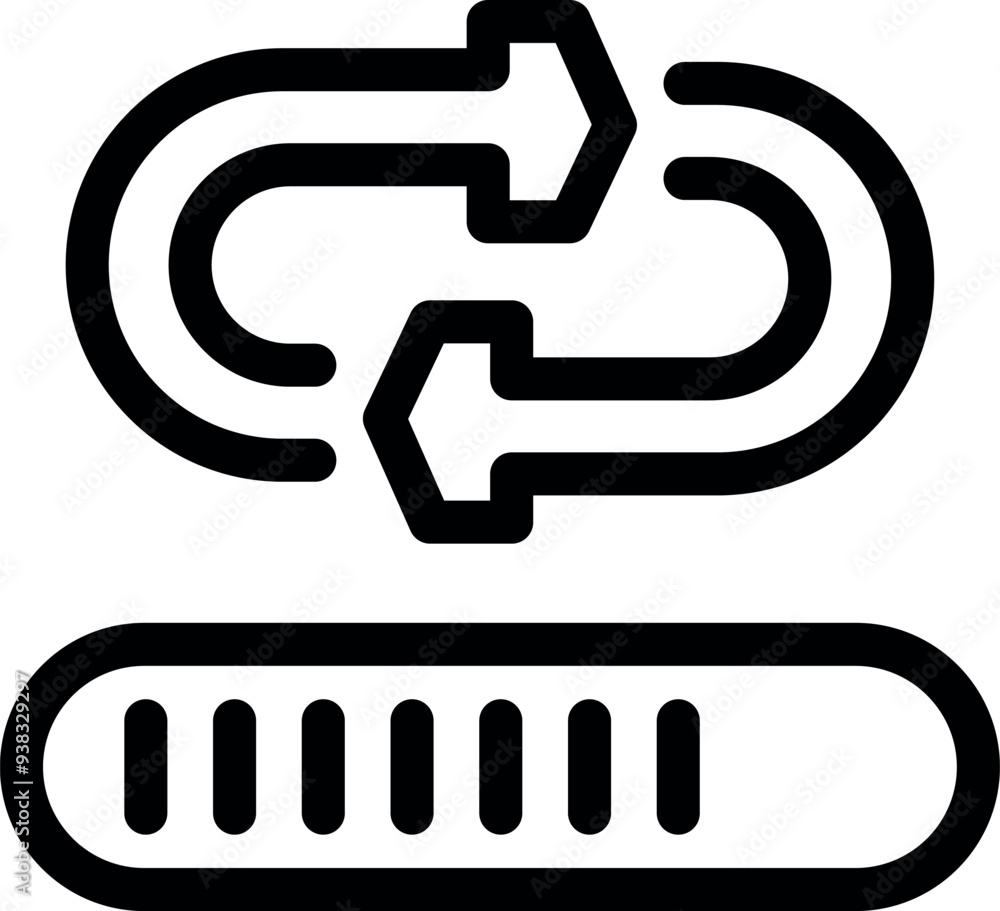 Poster two arrows pointing to each other forming a circle over a loading bar, representing data transfer