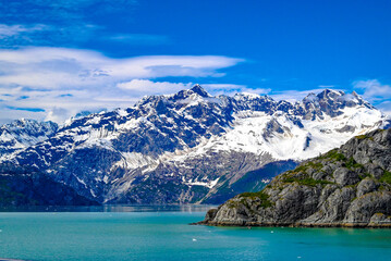 Nature views of Alaska coastline and Alaskan glaciers
