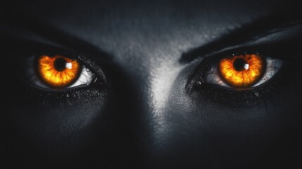 Mysterious Glowing Eyes Piercing Through the Darkness on White Background