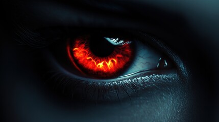 Mysterious Glowing Eyes Piercing Through Darkness on White Background