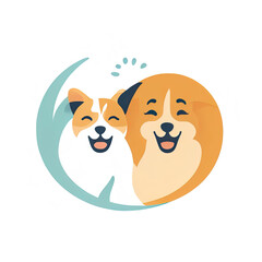 Obraz premium Two Cartoon Dogs Smiling in an Oval.
