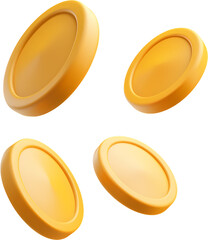 3D icon of flying gold coins clip art