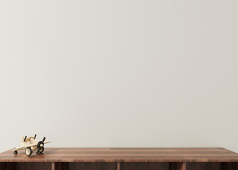 Clean wall mockup wood furniture minimalist interior design scandinavian for wallpaper and artwork