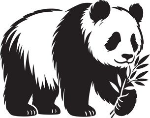 Panda Silhouette Vector Art Illustration