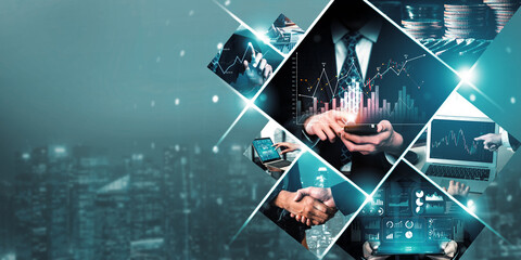 Futuristic business digital financial data technology concept for future big data analytic and...