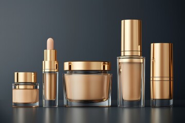 Luxurious cosmetic packaging bottles created with generative AI