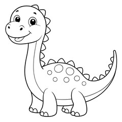 Obraz premium Coloring page with a cute dinosaur