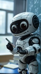 robot writing on chalkboard