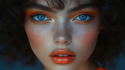 retro 1980sinspired group portrait models with bold hairstyles vibrant makeup and iconic fashion neon lighting graphic patterns and saturated colors capture the essence of the decade